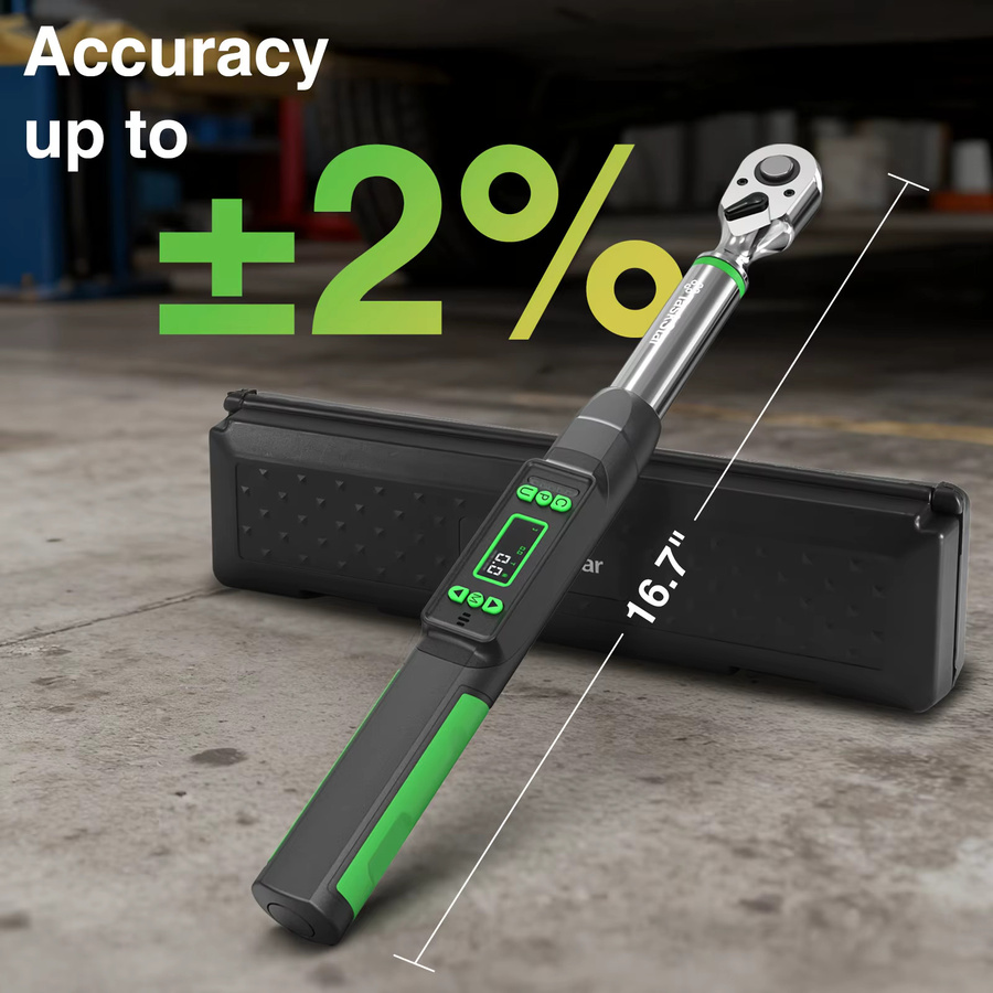 TaskStar Digitaler Drehmomentschlüssel mit 3/8-Zoll-Aufnahme, LCD-Display, Genauigkeit ±2 %, 0–220 Nm/0–162 ft-lbs - Bild 3