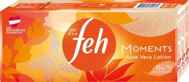Feh Moments Aloe Vera Lotion Taschentücher, 4-lagig, 15 Stück - Bild 1