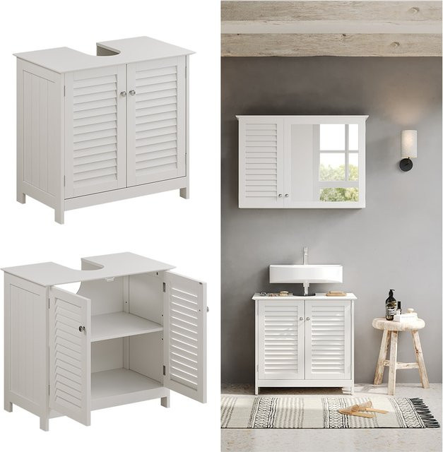 Vicco Waschtischunterschrank Riad in Weiß mit 2 Türen, B: 60 cm, T: 58 cm, H: 35 cm - Bild 1