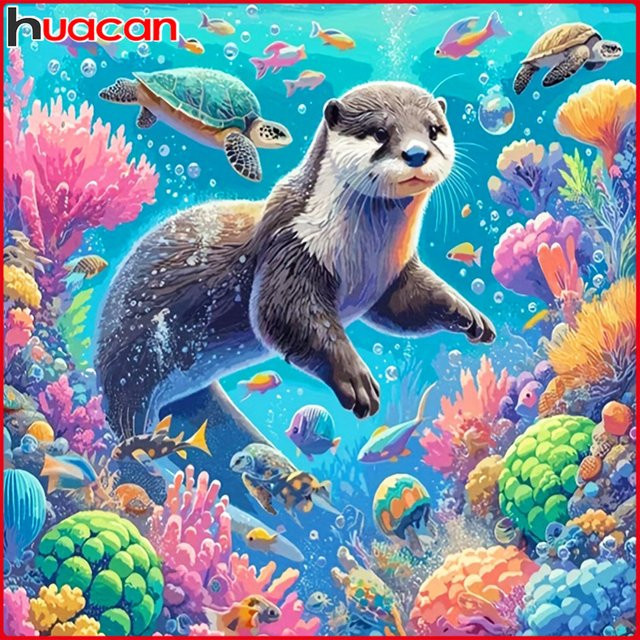 Huacan Diamantgemälde Seelöwe Diamantmosaik Tierlandschaft Multicolour B/H: 20 x 20 cm - Bild 1
