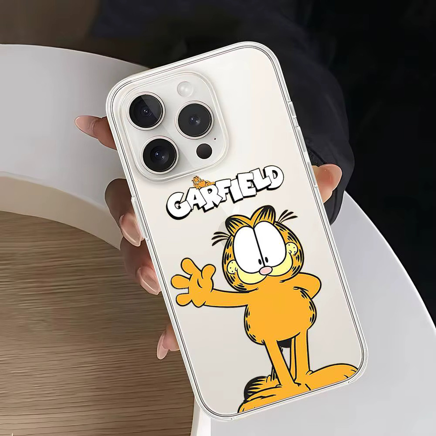 Mesuca Garfield Handyhülle für iPhone 17 16 15 14 13 12 11 Pro Max Plus X XR XS Transparent Weiche Schutzhülle - Bild 4