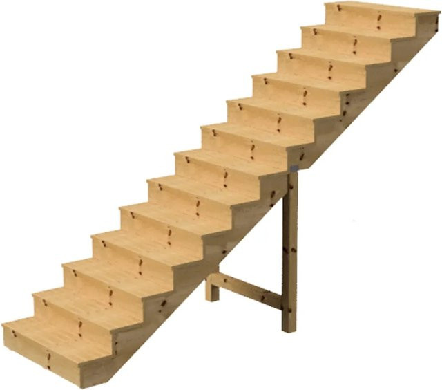 Vinuovo Holztreppe mit 13 Stufen und Setzstufen in Braun oder Grün, Breite: 120 cm - Bild 1