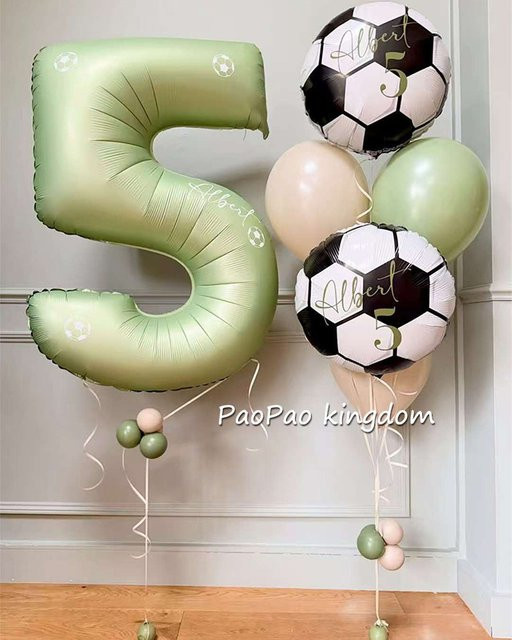 Potdemiel Fußball Geburtstagsparty Ballons Set mit Fußball-Folienballons in Mehrfarbig für Kinder Sport-Themen Dekoration - Bild 1