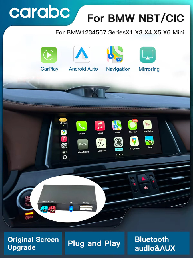 CARABC Wireless Carplay Android Auto OEM Integrationsmodul für BMW MINI NBT CIC System, Schwarz - Bild 7