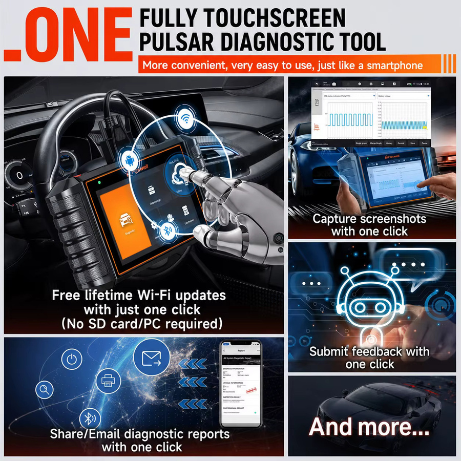 FOXWELL NT710 OBD2 Kfz-Diagnosegerät in Schwarz mit bidirektionaler A/F-Anpassung, Öl-, ABS- und EPB-Reset sowie 30 Rücksetzfunktionen - Bild 4