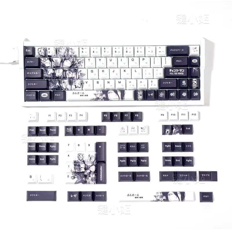 Reze Tastenkappen im Chainsaw Man Anime-Design aus PBT mit Dye-Sub-Verfahren, 123-Tasten-Set im Cherry-Profil für mechanische Tastaturen - Bild 3