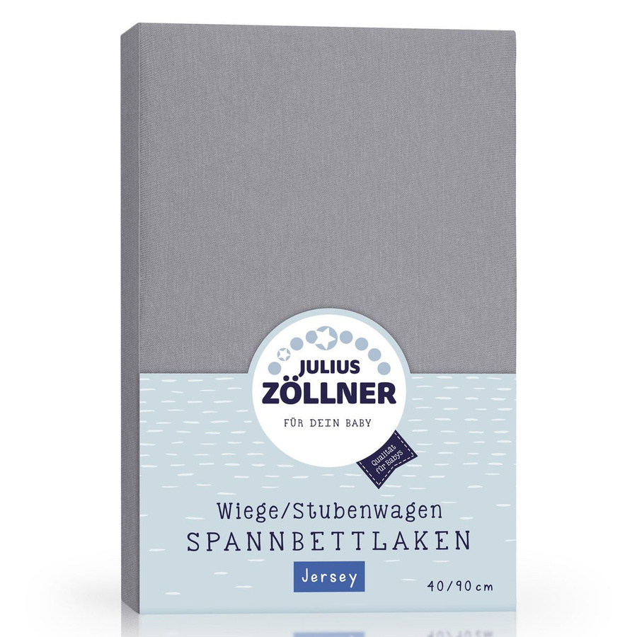 Julius Zöllner Spannbetttuch aus Jersey-Baumwolle für Babys, Anthrazit, Breite: 40 cm, Tiefe: 90 cm - Bild 1