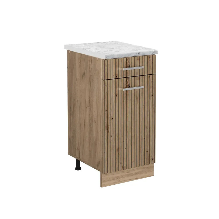 Vicco Küchenunterschrank R-Line Artisan-Eiche und Goldkraft Eiche mit Marmor-Optik, Breite: 40 cm, Tiefe: 60 cm, Höhe: 81,6 cm - Bild 2