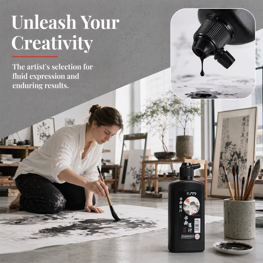 Marie's Kalligrafie Sumi Flüssige Tinte Schwarz 100 g - Bild 3
