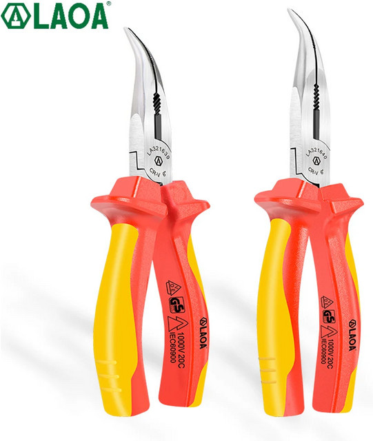 LAOA Gebogene Spitzzange in Rot für Elektriker und DIY-Reparaturen - Bild 1