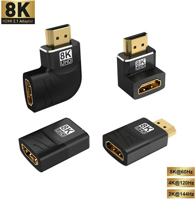 LMCNZZ HDMI Adapter 90 Grad Winkelstecker 8K und 4K bei 120 Hz HDMI Verlängerungskabel Anschluss in Schwarz - Bild 1