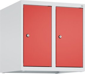 C+P Aufsatzschrank 7035/3020 mit Zylinderschloss und 2 Abteilen, B/T/H: 50 x 50 x 50 cm, Lichtgrau und Verkehrsrot - Bild 1