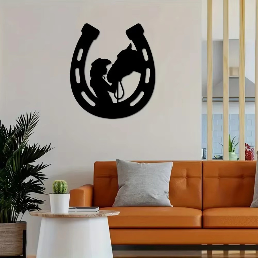 CIFBUY Wandkunstschild aus Metall in Schwarz mit Hufeisen-Motiv im Vintage-Design - Bild 4