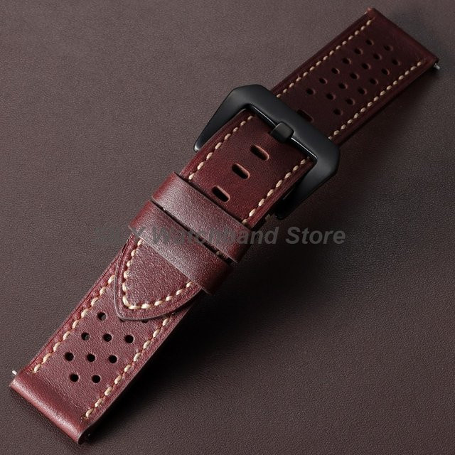 asukaband Uhrenarmband Leder, perforiert, Unisex, Vintage - Bild 1