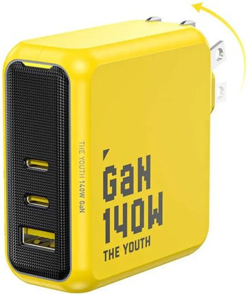 AOHI The Youth 140W PD3.1 GaN Schnellladegerät mit 3 USB-C Ports in Gelb - Bild 1