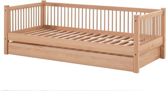 FAGUS Day-Bett aus massiver Buche in Natur mit Lattenrost und Bettschublade, B/T/H: 90 x 200 cm, Farbe: Braun - Bild 1