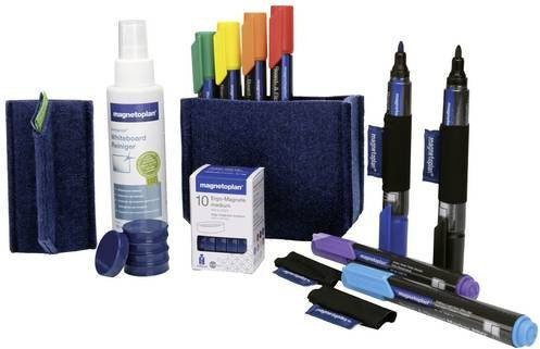 Magnetoplan Whiteboard Essentials Kit in Blau mit PRO+ Markern, Wischer, Reiniger, Tray und Magneten - Bild 1