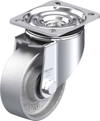Blickle LIK-G 100IK-1 Lenkrolle mit Schraubplatte, verzinkt, Silber/Blau, Rad-Durchmesser: 100 mm, Tragfähigkeit: 350 kg - Bild 1