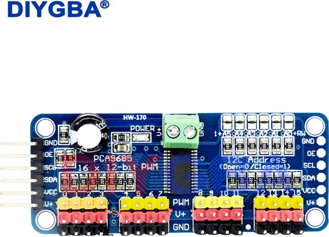 DNIGEF PCA9685 16-Kanal 12-Bit PWM Servomotor Driver Modul mit I2C Schnittstelle in Blau - Bild 1