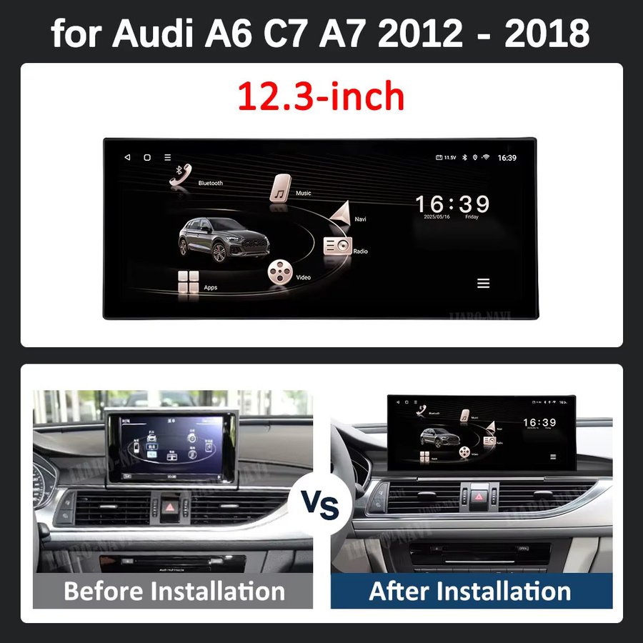LIARO-NAVI Multimedia-Autoradio mit 12,3 Zoll Display für Audi A6 C7 und A7 (2012 - 2018) mit GPS, Bluetooth, Android 16, Wireless CarPlay und 4G Unterstützung in Schwarz - Bild 5