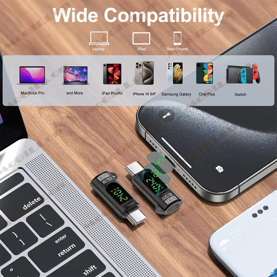 USB 4.0 Typ C auf Typ C Adapter mit Digitalanzeige, 80 Gbit/s und PD 240 W Schnellladefunktion für iPhone 16, Samsung und Laptops - Bild 5