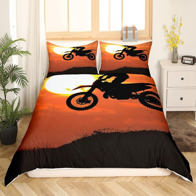 Dirtbike-Bettwäscheset mit Motocross-Design für Jungen und Erwachsene, Mehrfarbig, B/H: 140 x 210 cm - Bild 1
