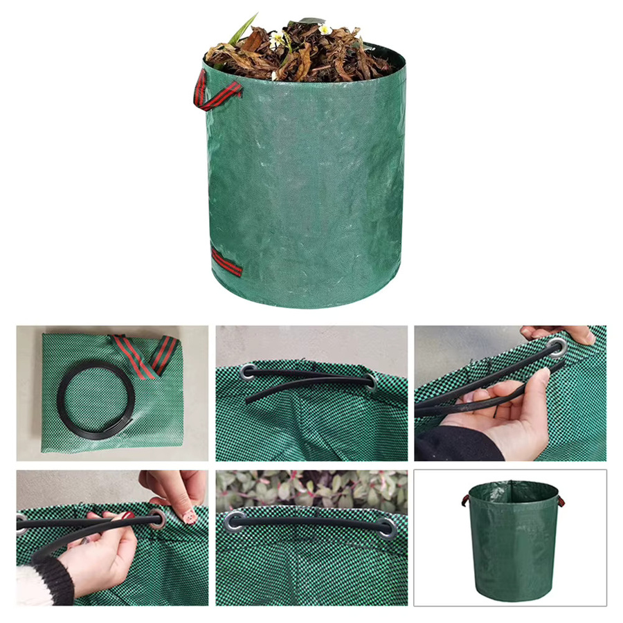 VAKIND Faltbarer Gartenabfallsack aus wasserdichtem PP-Gewebe in Grün mit 60 l Kapazität - Bild 5