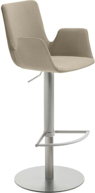 Mayer Sitzmöbel Barstuhl mit Armlehnen in Taupe und Edelstahl Gestell, B/T/H: 53 x 51 x 83 cm - Bild 1