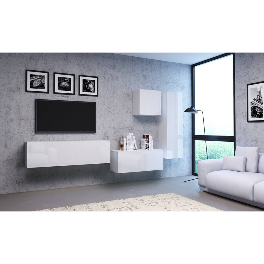 Modernes TV-Lowboard WIPMEB VIVIEN in Weiß Hochglanz mit Soft-Close-Schubladen, B/H/T: 140 x 40 x 38 cm - Bild 2