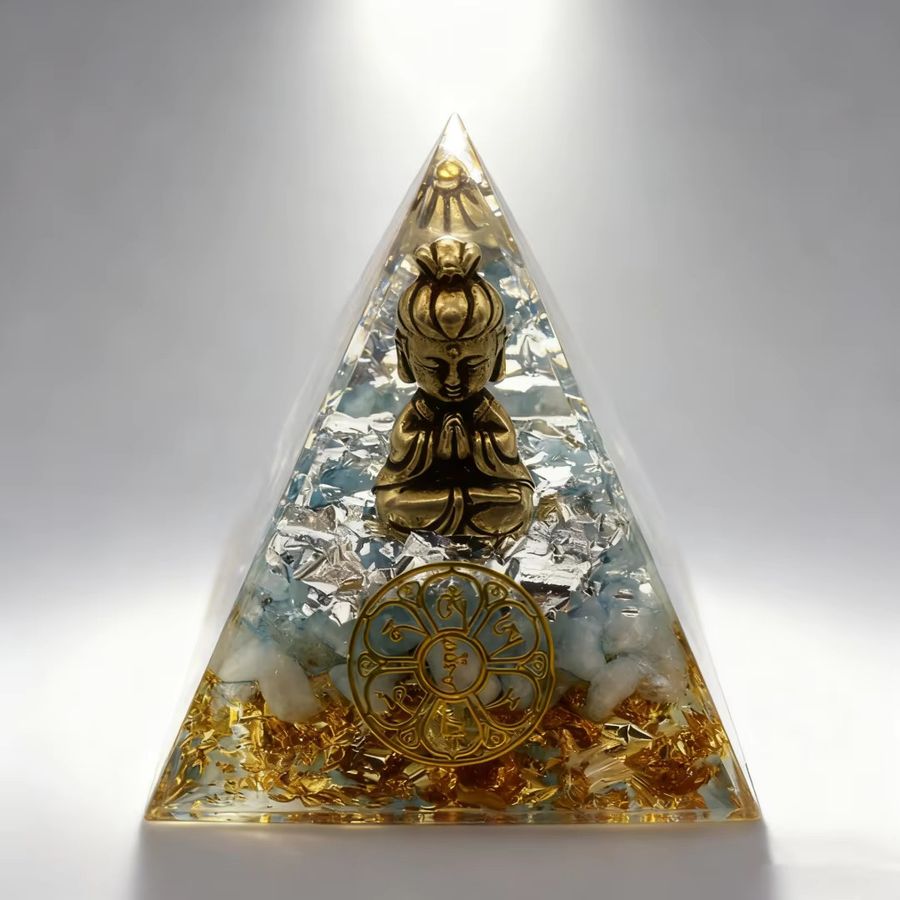 FENGSHUI-CAISHEN Guan Yin Statue als Pyramiden-Ornament aus Harz für deinen Schreibtisch - Bild 2