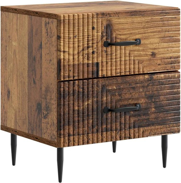 vidaXL Nachttisch im Vintage-Design aus Altholz und Metall, Braun, B/T/H: 43 x 34,5 x 47,5 cm - Bild 1
