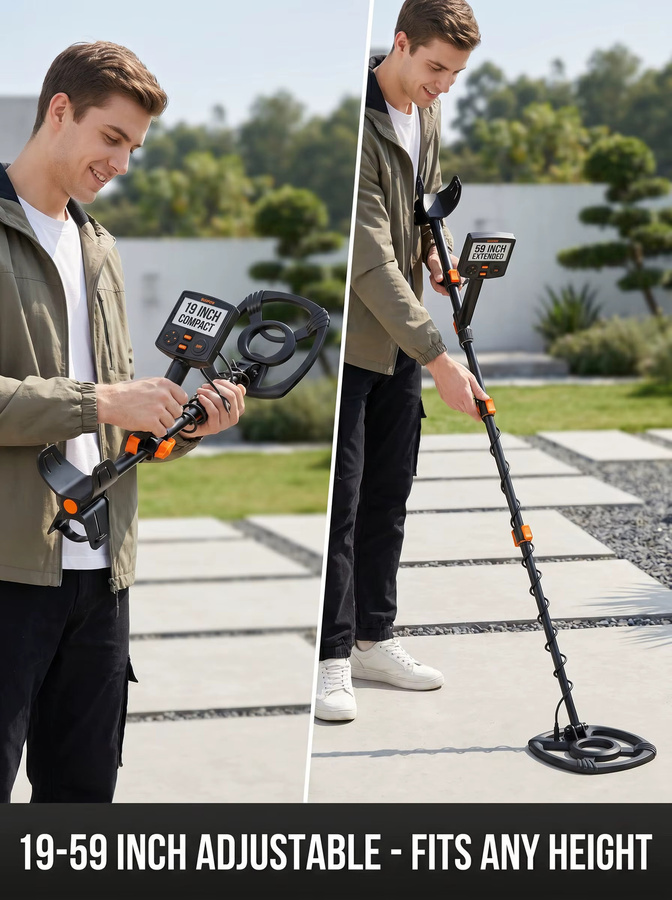 SUNPOW Professioneller Metalldetektor OTMD14 in Schwarz mit 12-Zoll Wasserdichter Spule, Hochpräziser DSP-Chip und 5 Modi sowie Dual-LCD - Bild 6