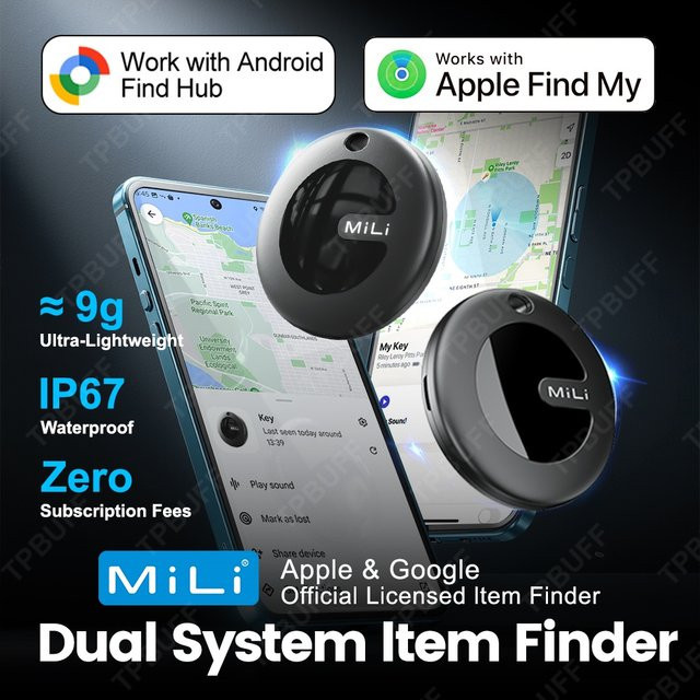 TPBUFF Dual System GPS Tracker für iOS und Android mit Bluetooth und Google Unterstützung, tragbarer Anti-Verlust Alarm Tracker in Schwarz oder Weiß - Bild 1