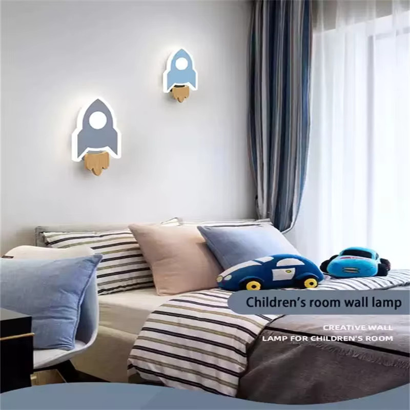 Homocean LED Wandleuchte für Kinderzimmer in Raketen Stern und Mond Form aus Acryl - Bild 3