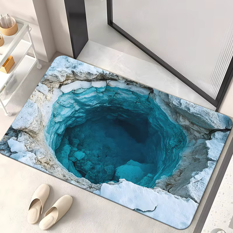 VIKAMA 3D Bodenmatte mit abstraktem Grafikdesign, rutschfest, saugfähig und schnelltrocknend für Badezimmer, Eingangsbereich oder Lobby - Bild 2