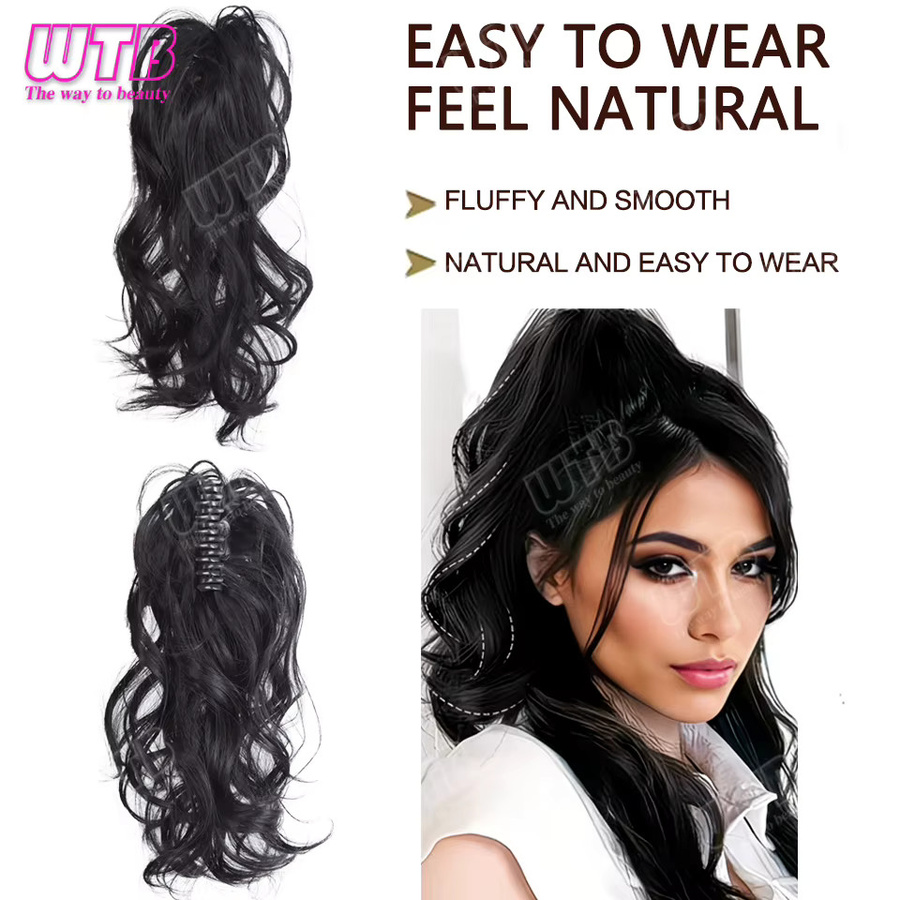 WTB Halb-Ponytail-Perücke, synthetisch, lockig, Damen - Bild 2