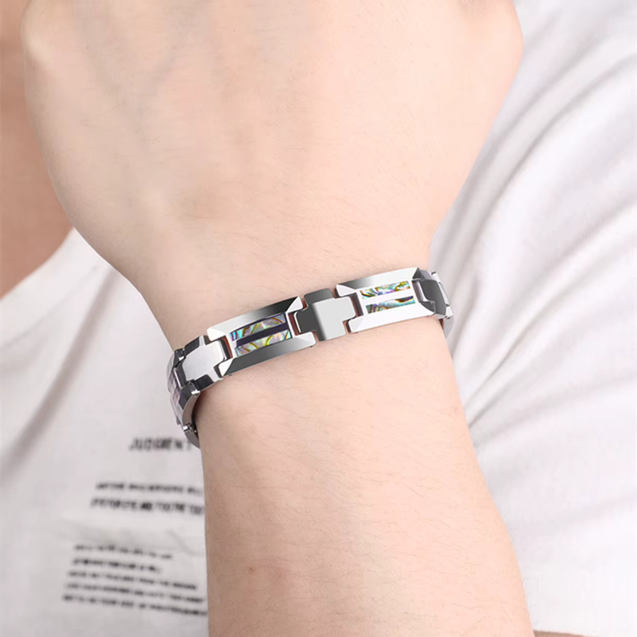 Aradoo Armband, Wolframstahl, Abalone-Muschel, schwarze Keramik, Hämatit, Herren - Bild 2