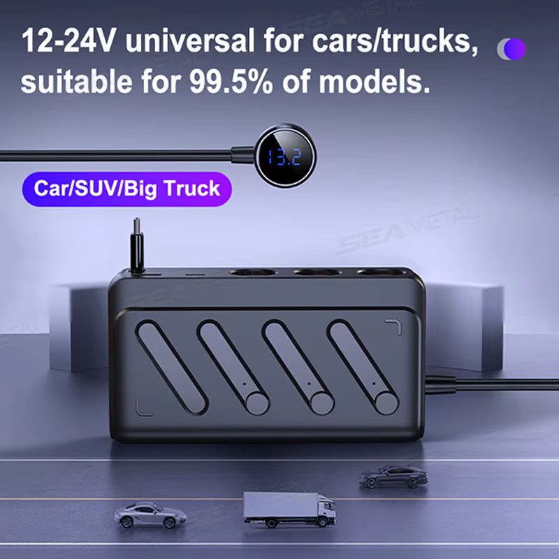 SEAMETAL Zigarettenanzünder-Splitter mit 45W PD Schnellladung und USB-C für Auto 12V/24V in Schwarz - Bild 4