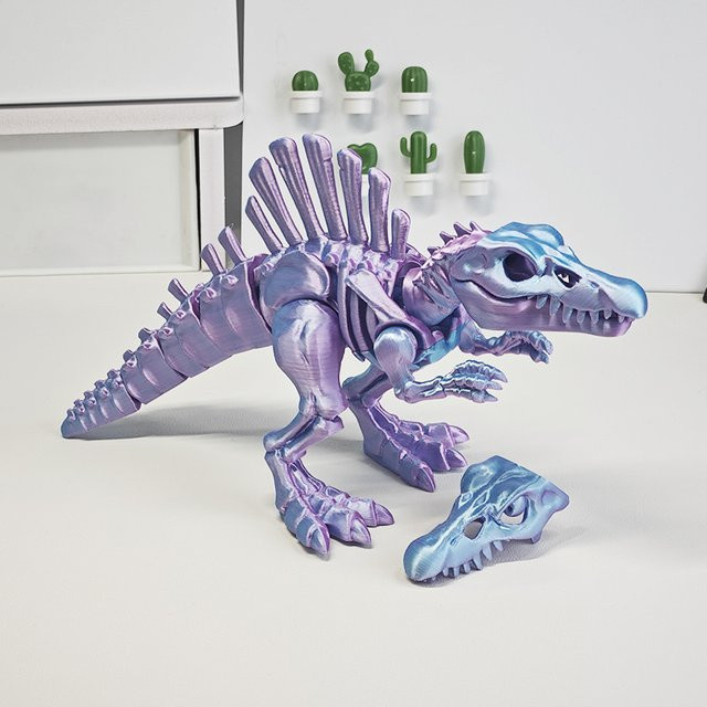 Spinosaurus Skelett Dinosaurier Spielzeug, 3d Gedruckt, Kunststoff - Bild 1