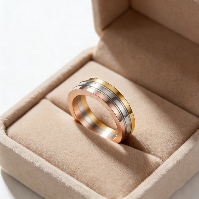VQYSKO Ring, Edelstahl, Bicolor, Unisex - Bild 1