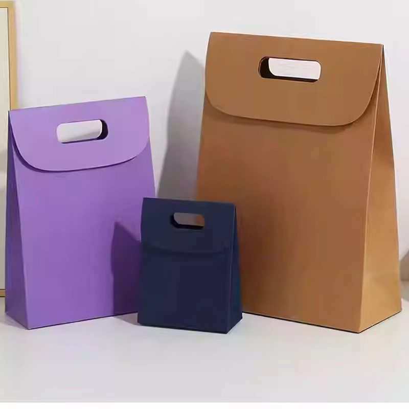 10 Stück Klappbeutel aus Kraftpapier in Grün und Mehrfarbig als Geschenk- und Souvenirbeutel - Bild 2