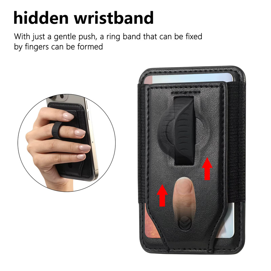 HAIyu MagSafe Magnetische Kartenhalter Brieftasche mit Handgelenk-Strap für iPhone und Samsung in Schwarz - Bild 5