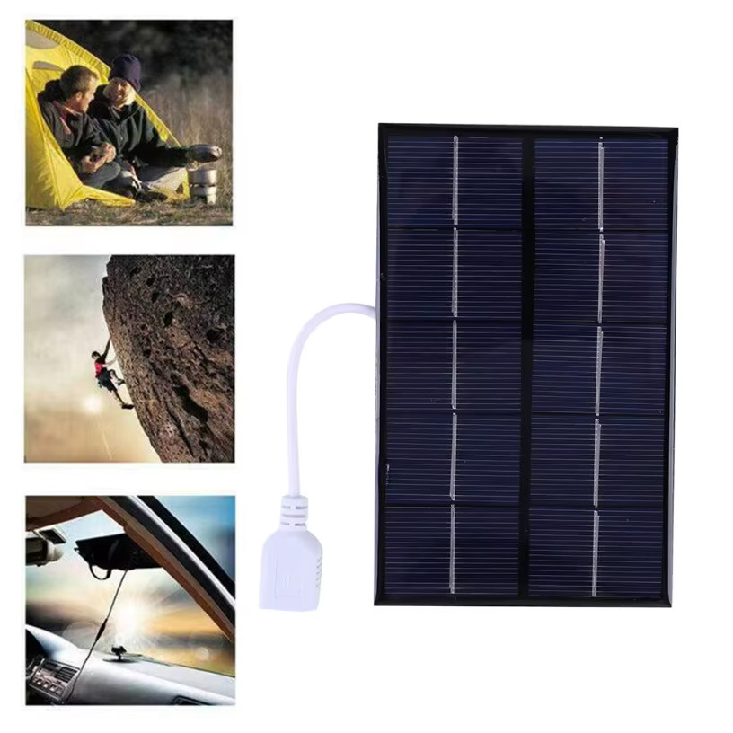 VIKEFON Solarladepanel 5W 5V Polysilizium USB Solarpanel in Schwarz für die Aufladung von Akkus und Telefonen beim Outdoor-Camping - Bild 2