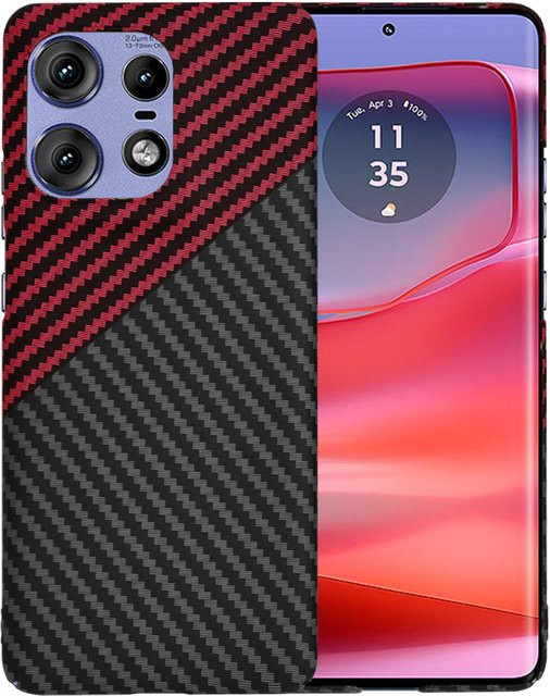 Techsuit Carbonite FiberShell Schutzhülle für Motorola Edge 50 Pro in Schwarz Rot - Bild 1