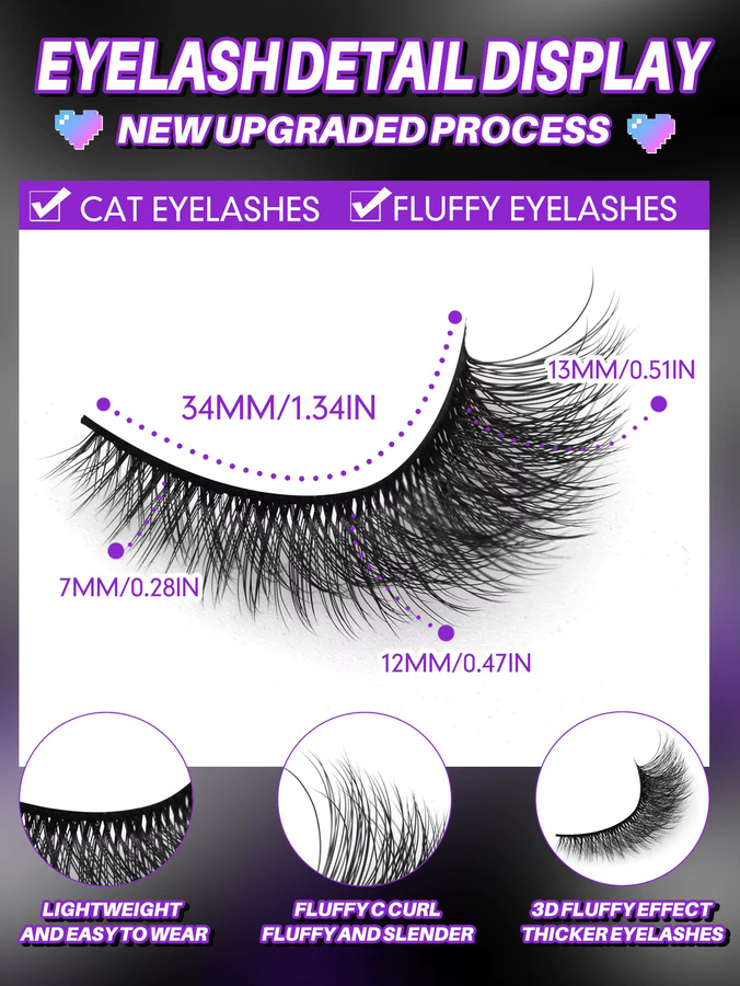 VELTRINAY Falsche Wimpern, 3D Faux Nerz, Wispy Volumen, Unisex - Bild 6