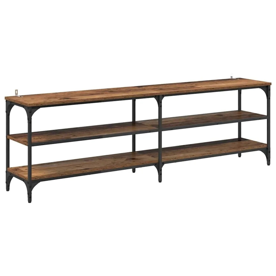 vidaXL TV-Schrank aus Altholz und Eisen in Braun, rustikaler Design-Schrank für Wohnzimmer und Home Office, B/T/H: 160 x 30 x 50 cm - Bild 2