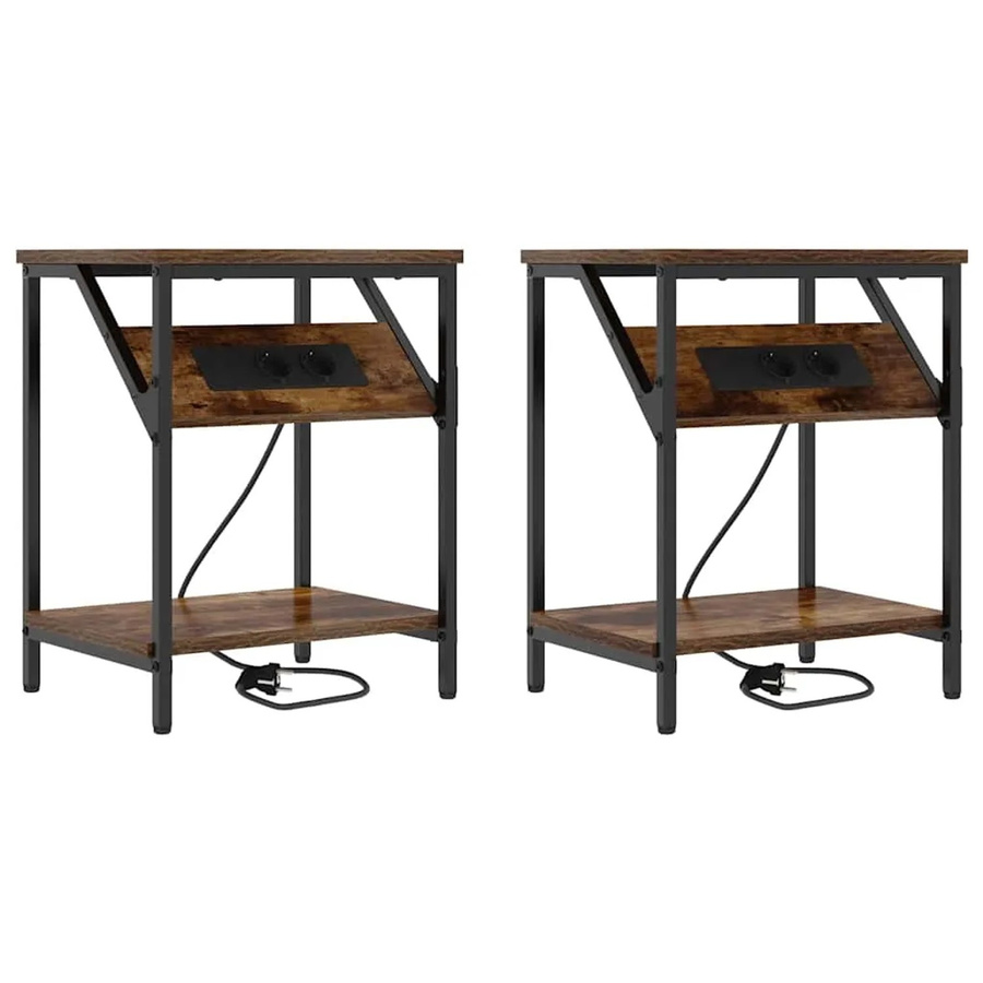 vidaXL Nachttisch Set 2 Stück Räuchereiche modern B/T/H: 38 x 30 x 48 cm - Bild 2