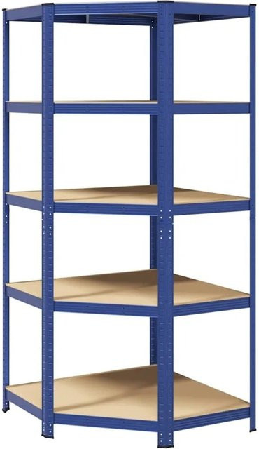 vidaXL Eckregal mit 5 verstellbaren Böden in Blau aus Stahl und Holzwerkstoff, H 198 cm x B 90 cm x T 90 cm - Bild 1