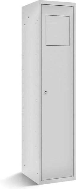 rotstahl Wäschesammelschrank mit Einwurfklappe und Scharniertüren in Hellgrau, B/T/H: 40 x 50 x 180 cm - Bild 1