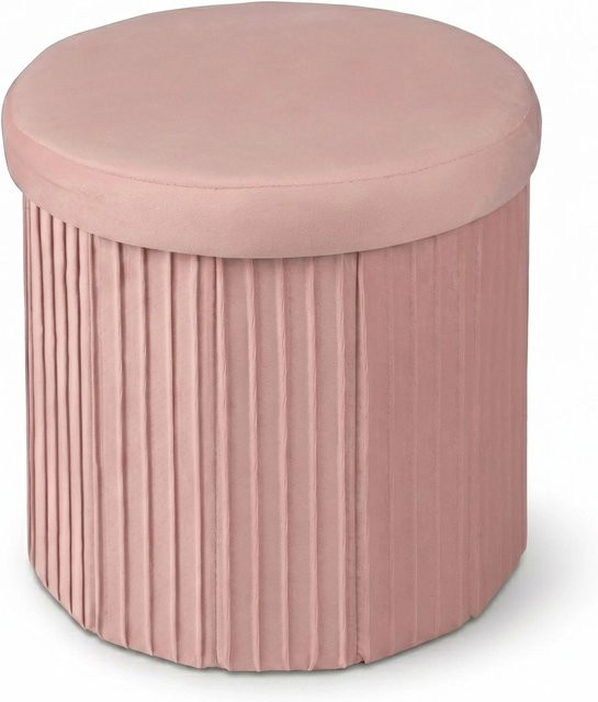 Relaxdays Aufbewahrungshocker aus Samt in Rosa, faltbarer Hocker mit Stauraum, B/T/H: 38 x 38 x 38 cm - Bild 1
